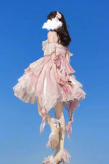 Pink Multi-layer Hanayome Bowknot Elegant Princess Sweet Lolita Jsk Dress - Product - 5