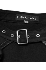 Black Elasticity Knitted Stitching Glued Fabric Slim And Handsome Pocket Decoration Metal Zipper Women's Plus Size Punk Dress - Product - 9