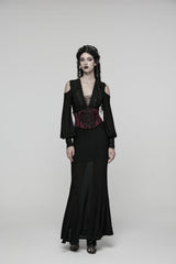 Red Lace Floral  Lace-Up Slim Side Zippered Women's Gothic Corset - Product - 2