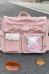 [Kitten Diary] Hidden Compartment Embroidered Bow Sweet Lolita Anime Itabag 8 Colors - Pink - 17
