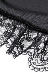 Black Long Puff Flared Sleeves Ruffled Lace Spliced Velvet Women's Gothic Cape - Product - 16