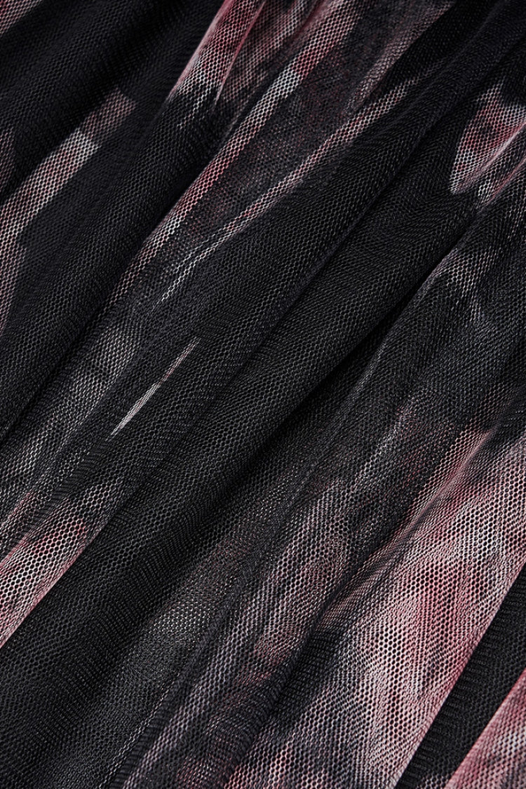 Rose Print Embroidery Stitching Lace Sheer Mesh Women's Gothic Skirt 2 Color - Product - 7