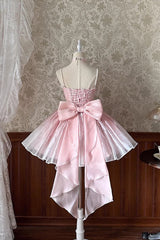 Pink Sleeveless Ruffle Bowknot Sweet Princess Fish Bone Bridesmaid Lolita Jsk Dress - Product - 4