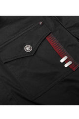 Black Punk Ribbon Decoration Front Metal Skull Button Spliced Men's Shirt - Product - 7