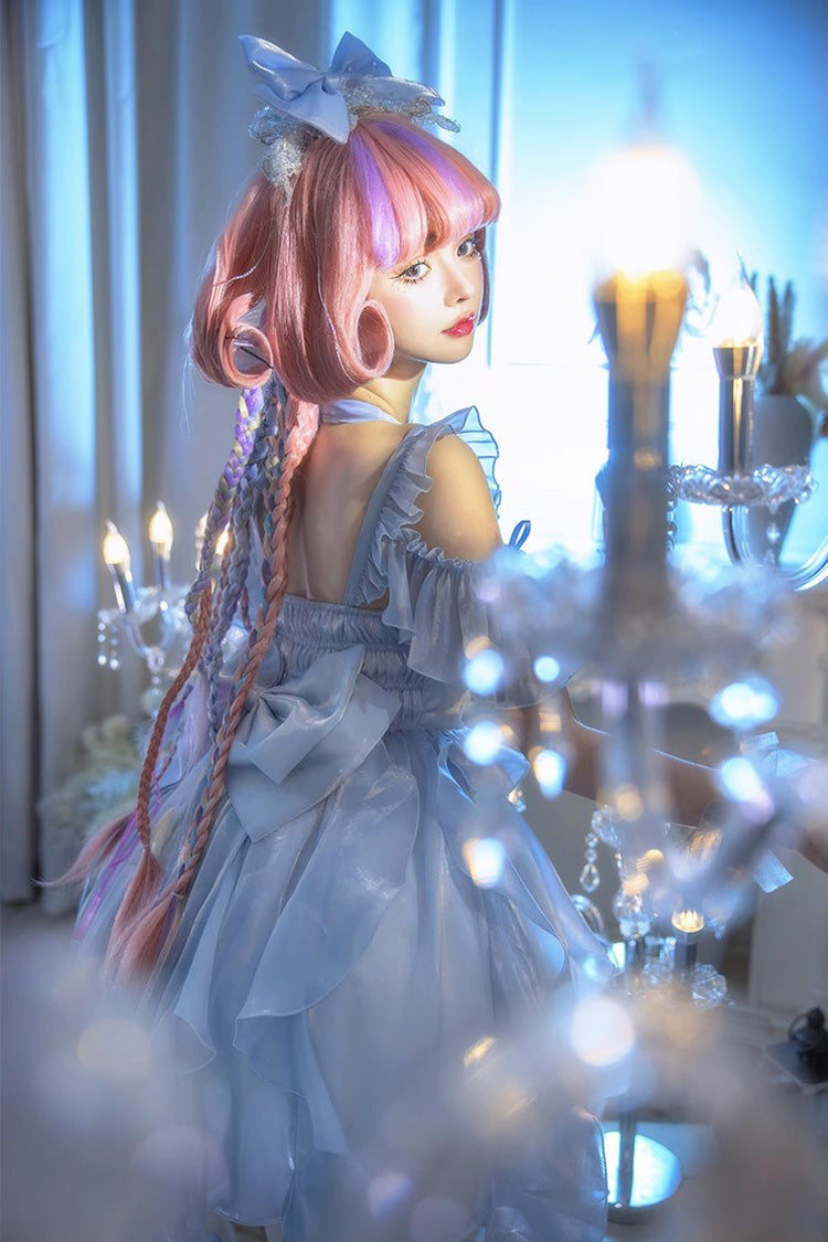 Blue Galaxy Prayer Corset Fishbone Ribbon Sweet Lolita Jsk Dress - Product - 6