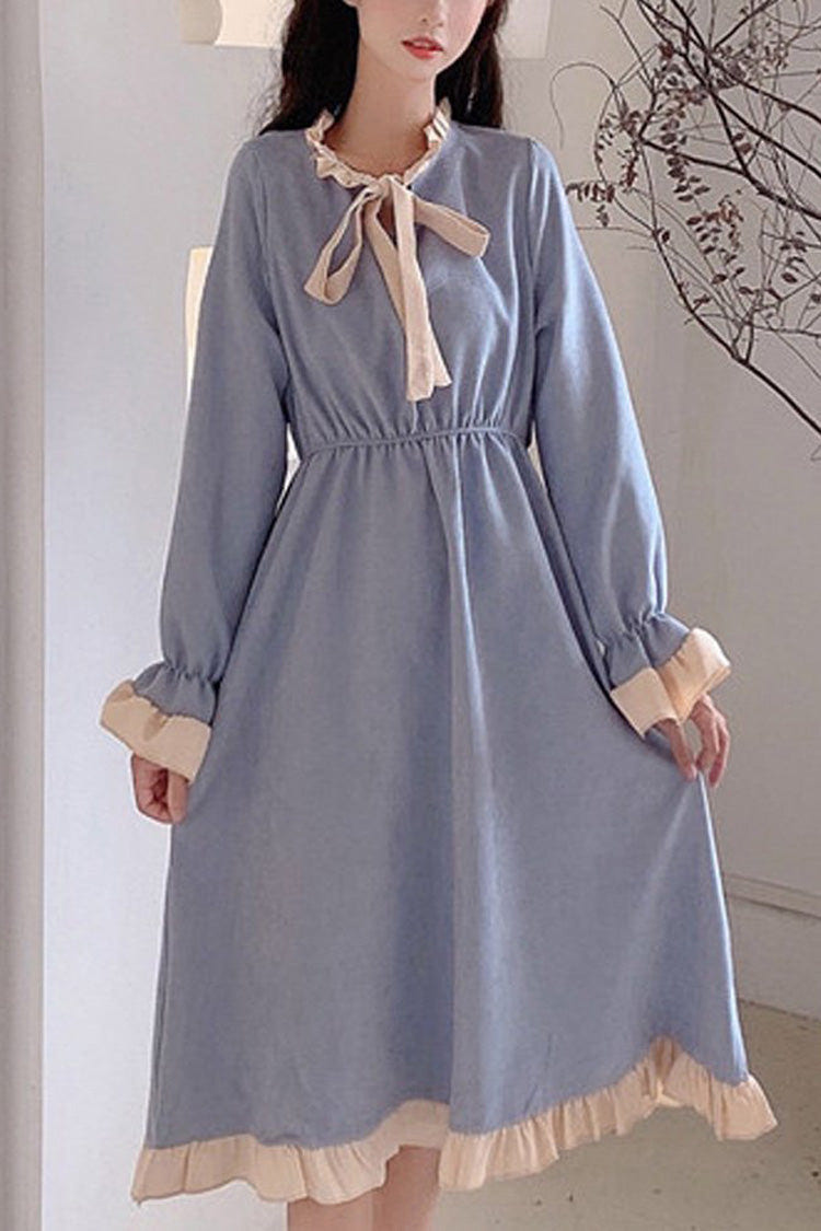Round Collar Ruffle Lace Trumpet Sleeves Slimming Sweet Lolita OP Dress - Product - 1