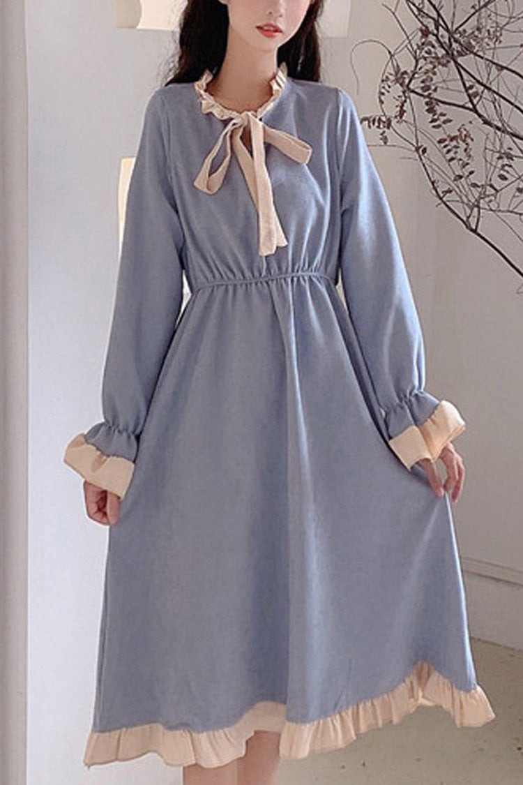 Round Collar Ruffle Lace Trumpet Sleeves Slimming Sweet Lolita OP Dress - Product - 1