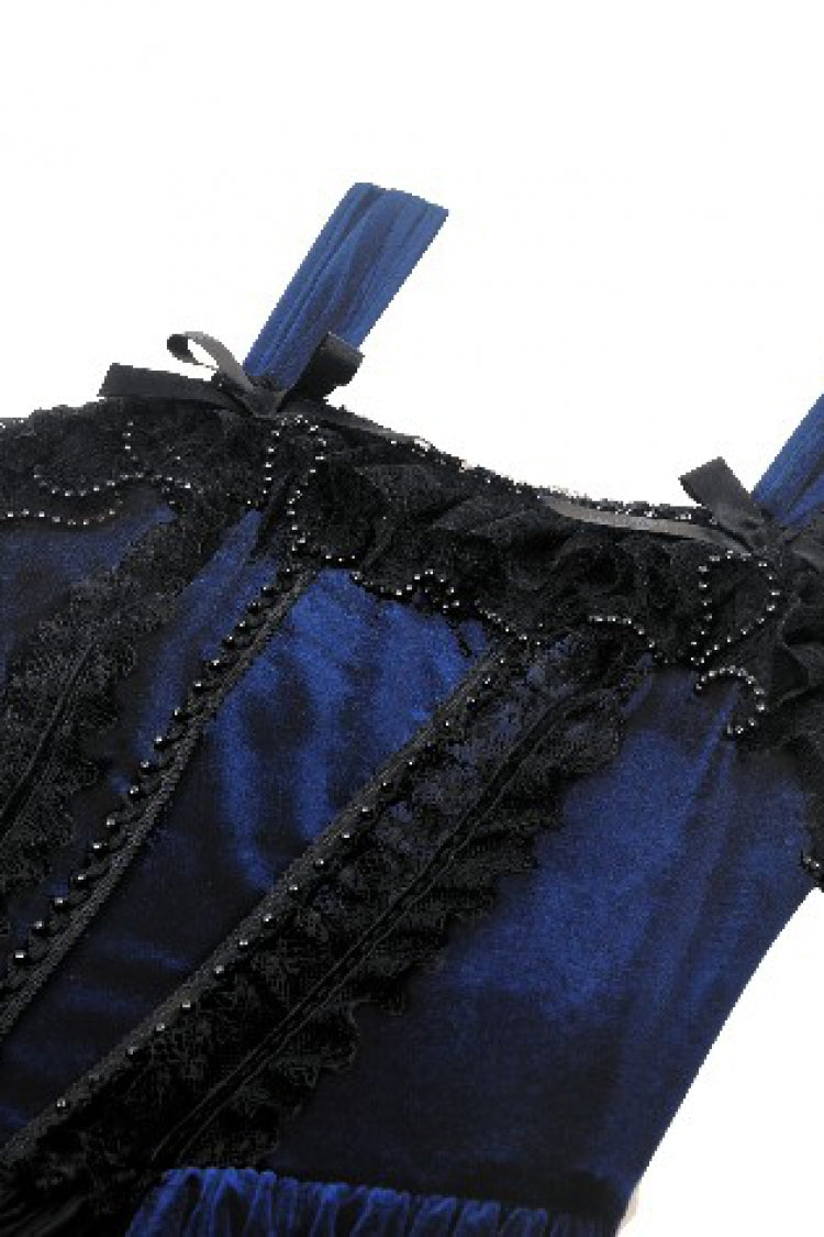 Black/Blue Sleeveless Multi-Layered Ruffled Lace Women's Lolita Gothic Slip Dress Wedding Dress - Product - 17