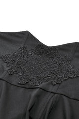 Black High Waisted Floral Printed Lace Mesh Women's Gothic Elegant Long Skirt - Product - 15