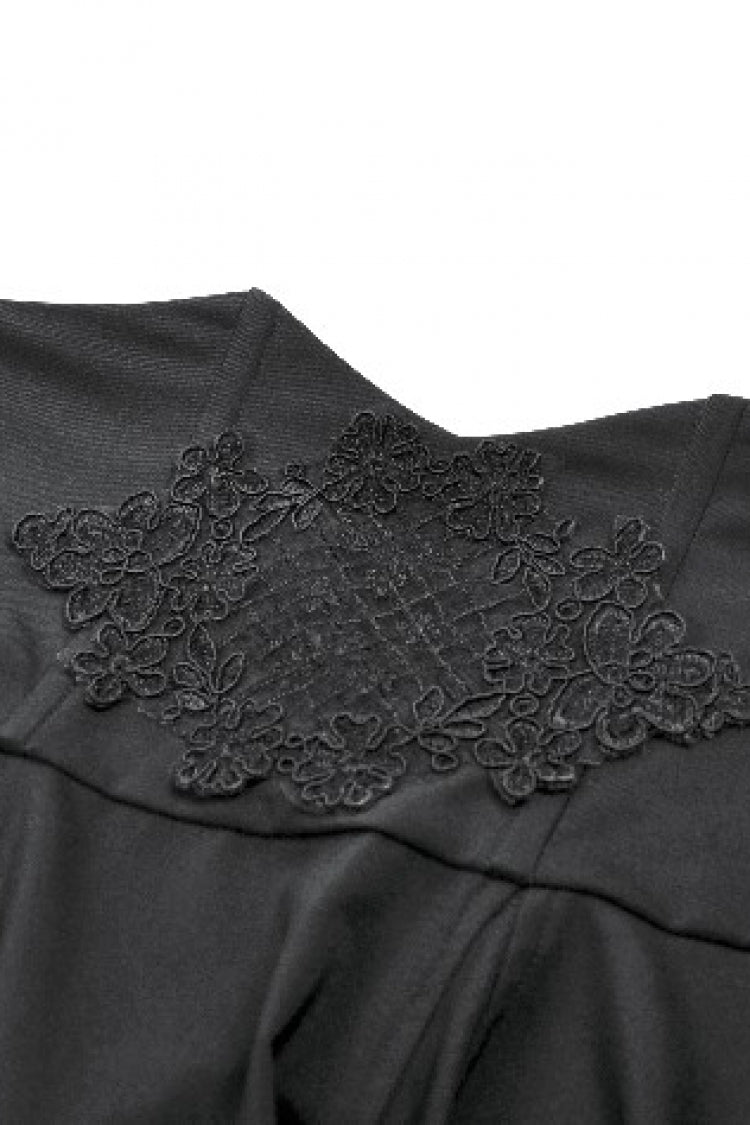 Black High Waisted Floral Printed Lace Mesh Women's Gothic Elegant Long Skirt - Product - 15