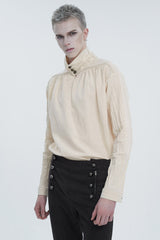 Stand Collar Ruched Men's Gothic Shirt - Product - 3