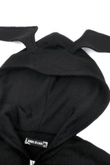 Black Long Sleeves Zippered Women's Gothic Batwing Hoodie - Product - 12