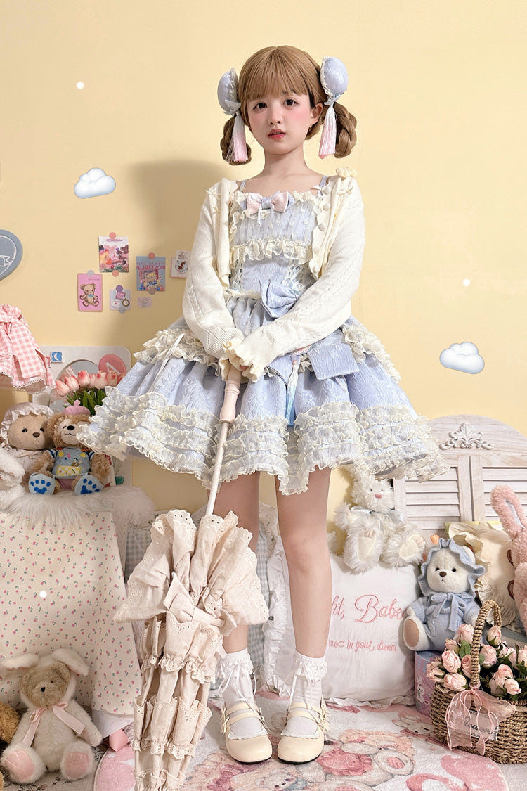 [Good Night, Peach] Sleeveless Multi-Layered Ruffled Bow Lace Sweet Chinese Style Lolita Jsk Dress 3 Colors - Product - 15