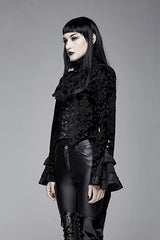 Black Gothic Lotus Leaf Corsage False Two Piece Womens Swallow Tailed Coats - Product - 2