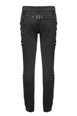 Black Punk Gothic With Side Bottons And Side Flocking Wedding Mens Pants - Product - 6