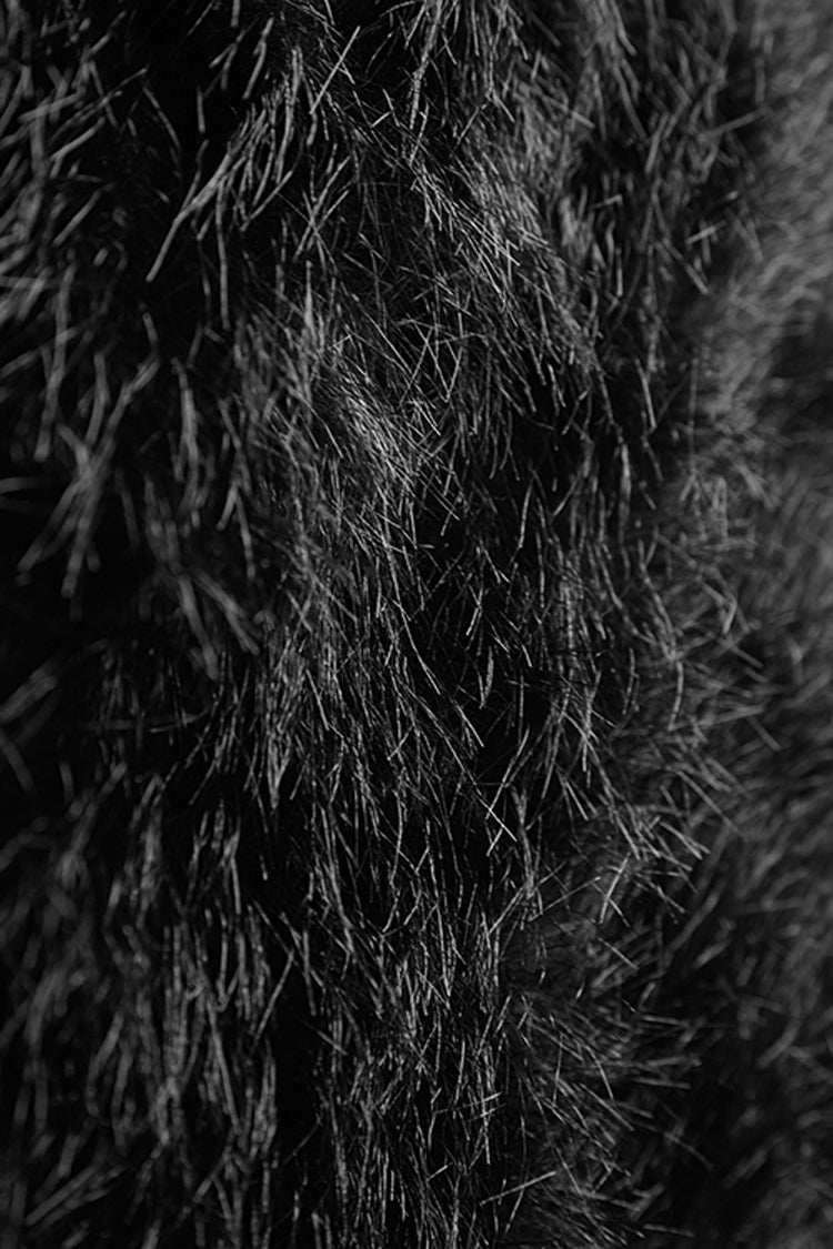 Black Hooded Long Fur Mens Gothic Cloak - Product - 9