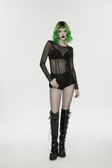 Black Low Waisted Cut-Out Irregular Eyelet Women's Punk Shorts - Product - 5