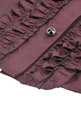 Wine Red Turn-down Collar Ruffled Long Sleeves Women's Gothic Blouse - Product - 14