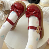 Cute Cat Decor Buckle Round-Toe Bow Mary Jane Flat Shoes 6 Colors - Product - 3