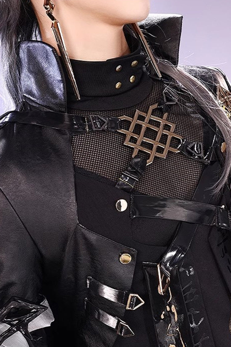 Black Prince Stand Collar Long Sleeves Print Lace-Up Gorgeous Cool Ouji Lolita Set - Product - 4