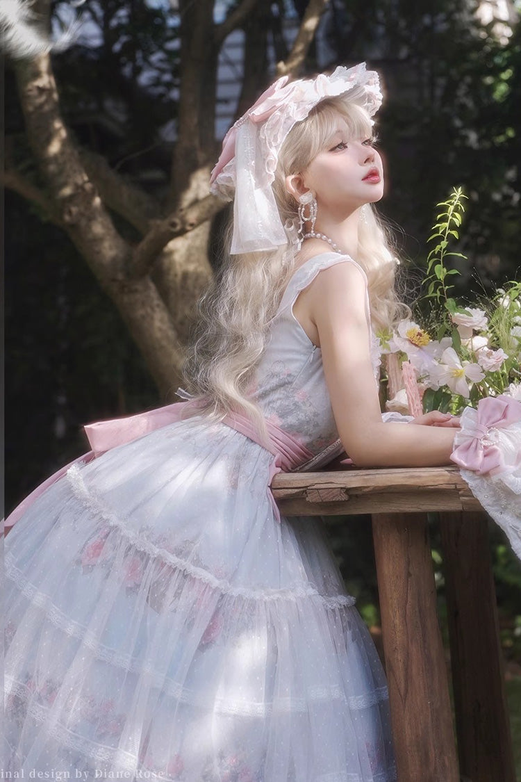 Multi-Color [Rose Flower Cage] Print Ruffle Bowknot Sweet Elegant Lolita Jsk Dress - Product - 7