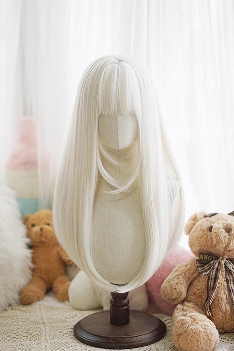 Daily Sweet Elegant Lolita Straight Wig 6 Colors - White - 1