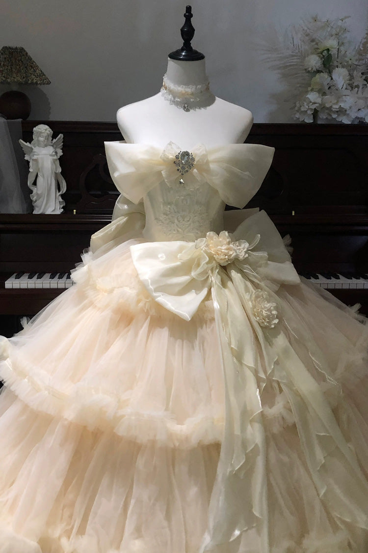 White [Pure White Oath] Sleeveless Multi-Layered Ruffled Hanayome Lace Sweet Elegant Princess Lolita Dress - Product - 6