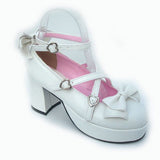 White Patent Leather Point Toe Bow Platform Classic Lolita Shoes - Product - 2