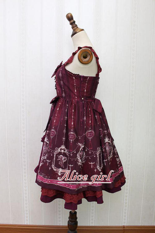 Angel Cross Print Lace Bowknot Cardigan Ruffled Sweet Lolita JSK Dress - Product - 2