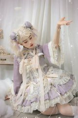 Purple White Pear Dream Multi-layer Ruffle Lace Sweet Chinese Style Princess Lolita Jsk Dress - Product - 6