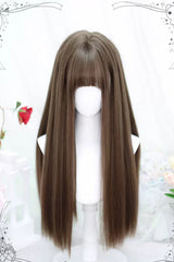 Light Brown Natural Sweet Lolita Long Straight Wigs - Light Brown - 1