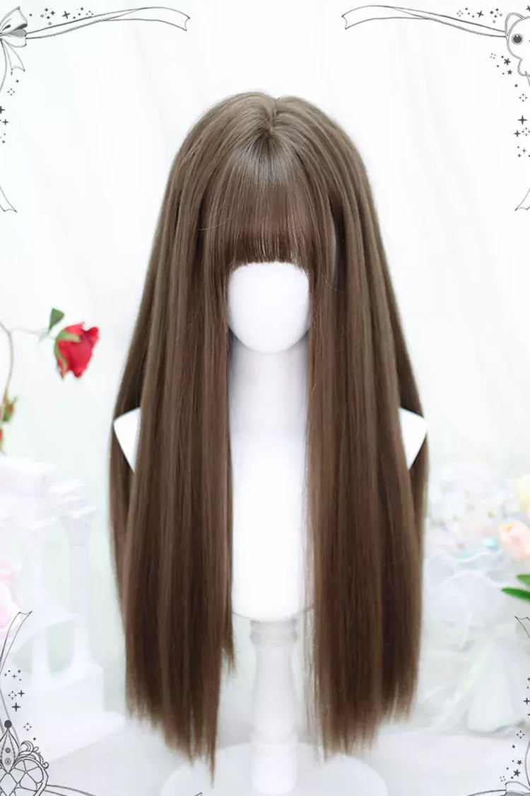Light Brown Natural Sweet Lolita Long Straight Wigs - Light Brown - 1