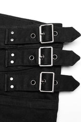 Black Slim Straps Symmetrical Men's Steampunk Straight Leg Pants - Product - 5