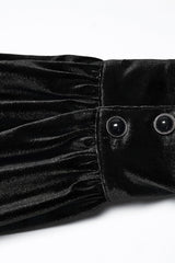 Black Lapel Collar Long Puff Sleeves Men's Gothic Blouse - Product - 8