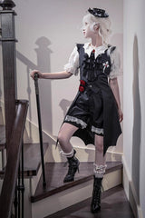 Black [Night Rose] Sleeveless Ouji Prince Handsome Lolita Vest - Product - 2