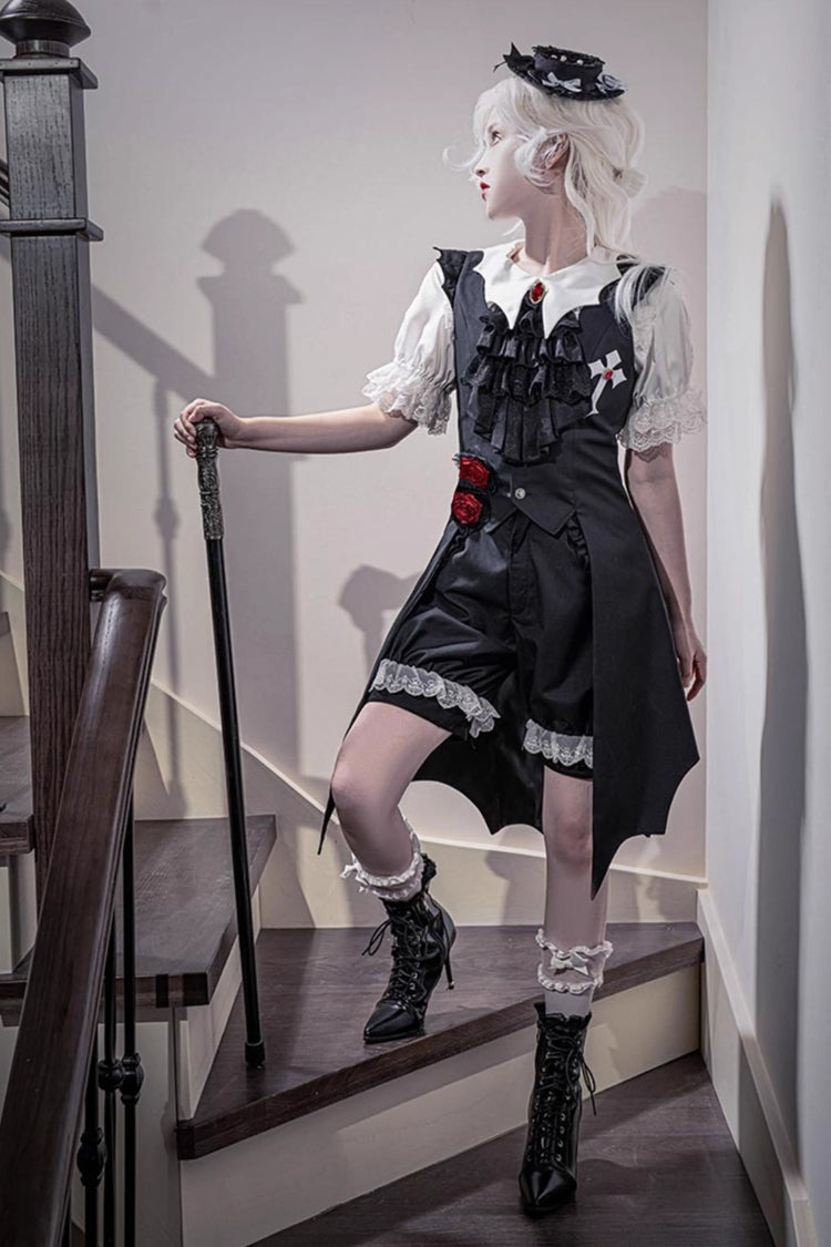 Black [Night Rose] Sleeveless Ouji Prince Handsome Lolita Vest - Product - 2