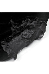Black Ruffled Lace Long Trumpet Sleeves Floral Sheer Mesh Spliced Velvet Women's Gothic Cape - Product - 15