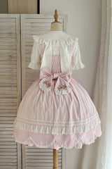 Pink [Petal Bunny] Cotton Sleeveless Ruffled Bow Lace Sweet Elegant Lolita Jsk Dress - Product - 8
