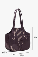 Brown Violin Embroidered Bow Chinese Inspired Vintage Lolita Shoulder Bag - Product - 3