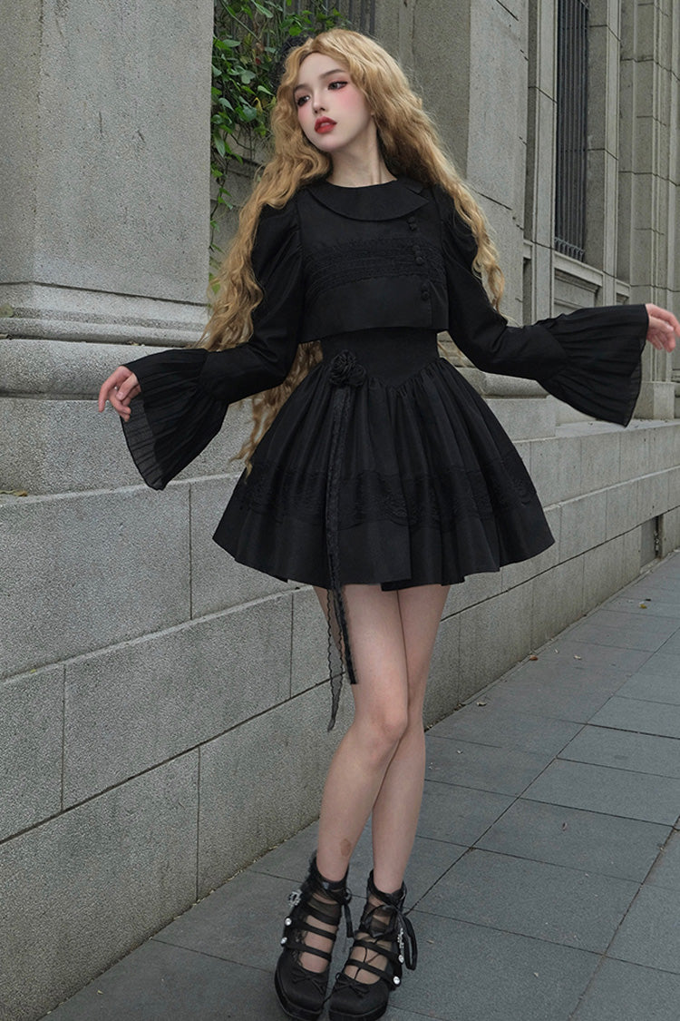 Black Night Traveler Breast Support Classic Gothic Short Lolita Jsk Dress - Product - 2