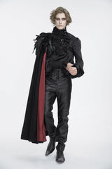 Black Stand Collar Men's Gothic Accessory Feather Cape - Product - 9