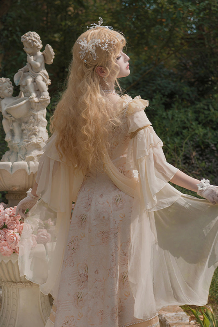 Pink [Bathing in the Light] Short Sleeves Ruffle Embroidery Lace Sweet Elegant Lolita Dress - Product - 9