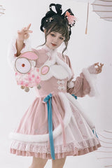 White/Pink Ruffle Cardigan Chinese Style Princess Sweet Lolita Jsk Dress - Product - 2