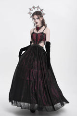 Red Jacquard Floral Embroidery Lace Ripped Women's Gothic Party Slip Dress - Product - 6