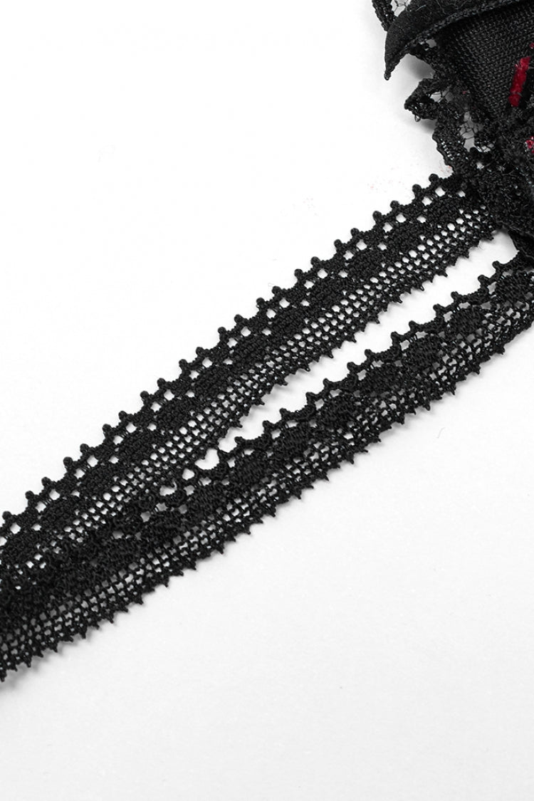 Black/Red Metal Skull Decoration Lace Heart Women's Gothic Eye Mask - Product - 8