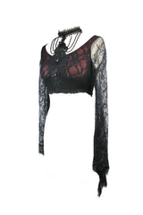 Black Lace Super Short Openwork Sunscreen Long Sleeve Women's Gothic Shirt - Product - 6