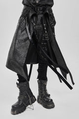 Black D-ring Buckle Zipper Men's Punk Skirt - Black - 1