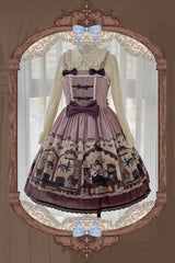 Pink/Purple Bear Print Bowknot Classic Lolita JSK Dress - Product - 3