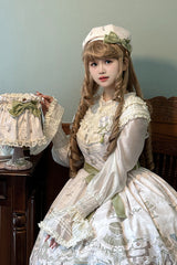 [Iris Study] V Collar Sleeveless Print Bowknot Lace Sweet Lolita Jumper Dress 2 Colors - Product - 5