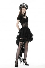 Black Multi-Layered Ruffled Lace Irregular Women's Gothic Swallow Tail Skirt - Product - 2